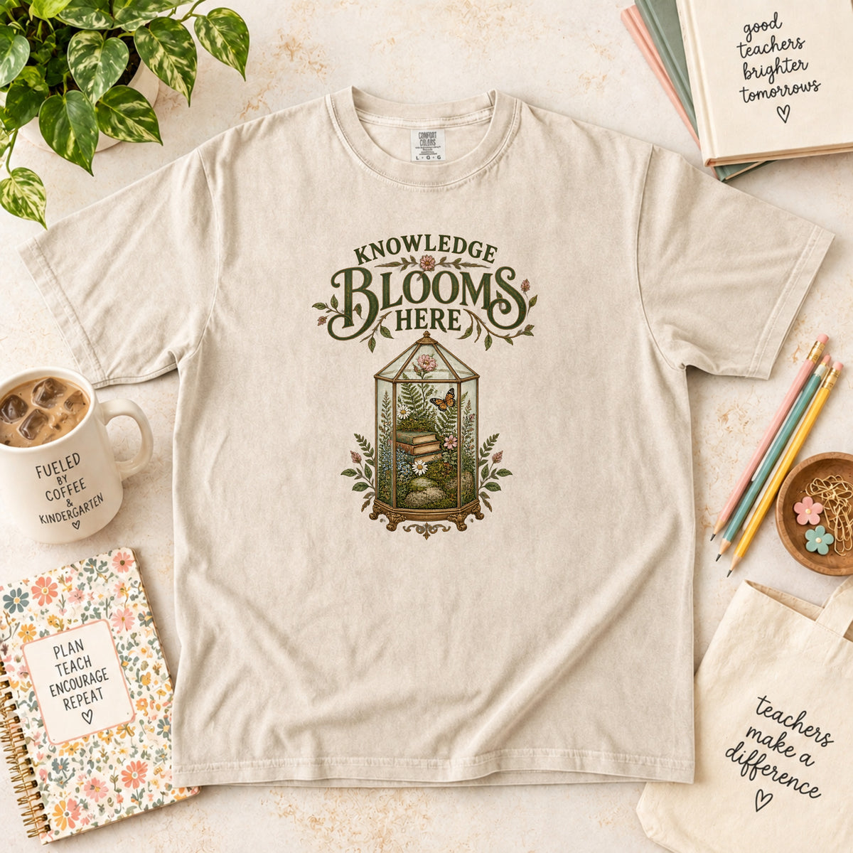 Knowledge Blooms Here Science Teacher T-Shirt
