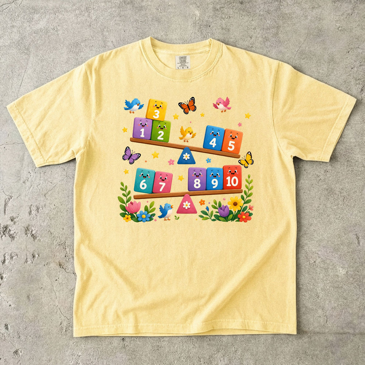 Cute Number Blocks Preschool Teacher T-Shirt