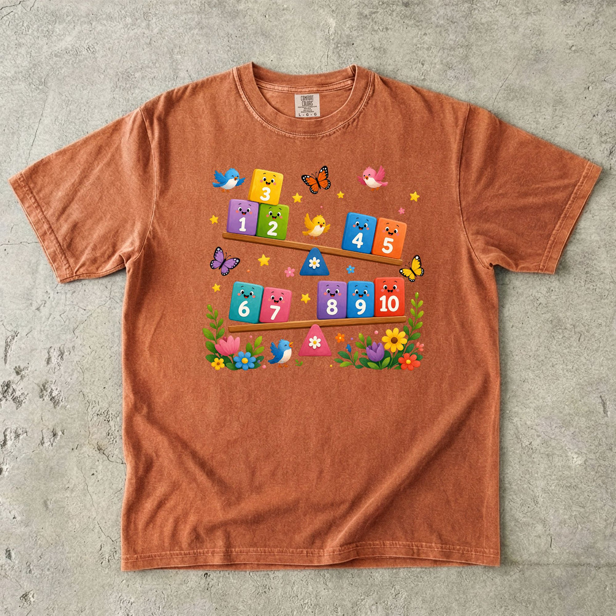 Cute Number Blocks Preschool Teacher T-Shirt