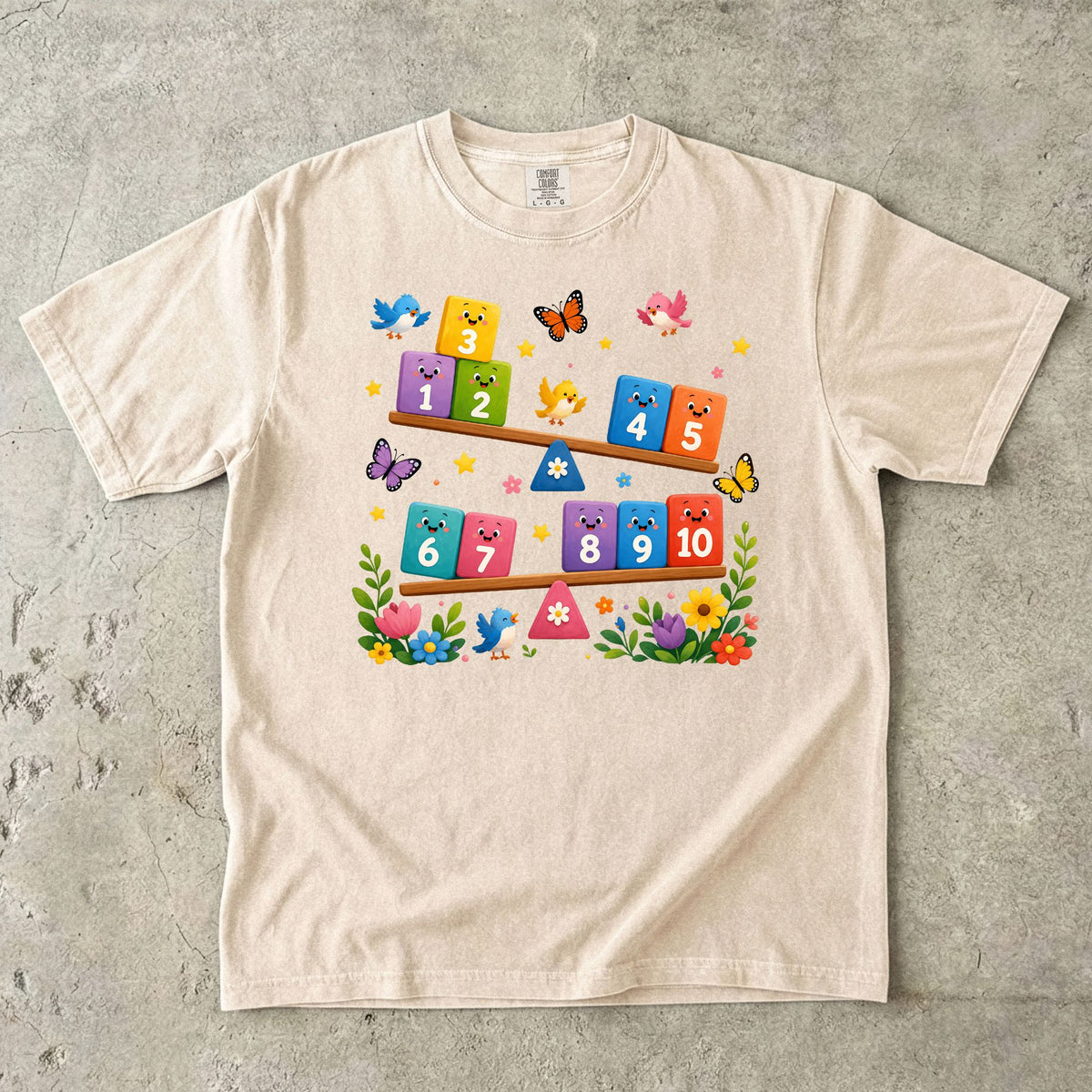 Cute Number Blocks Preschool Teacher T-Shirt