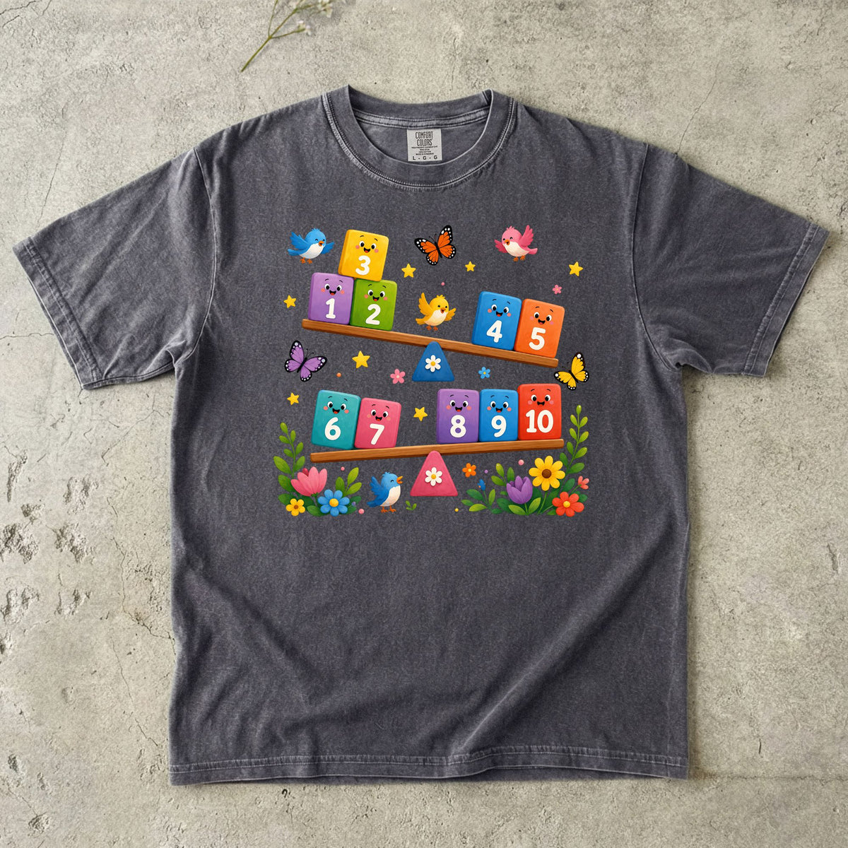 Cute Number Blocks Preschool Teacher T-Shirt