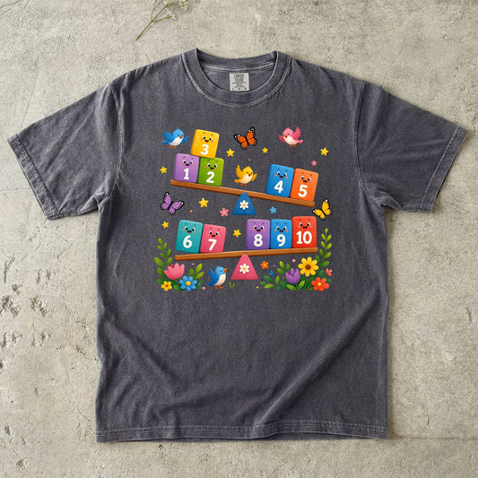 Cute Number Blocks Preschool Teacher T-Shirt