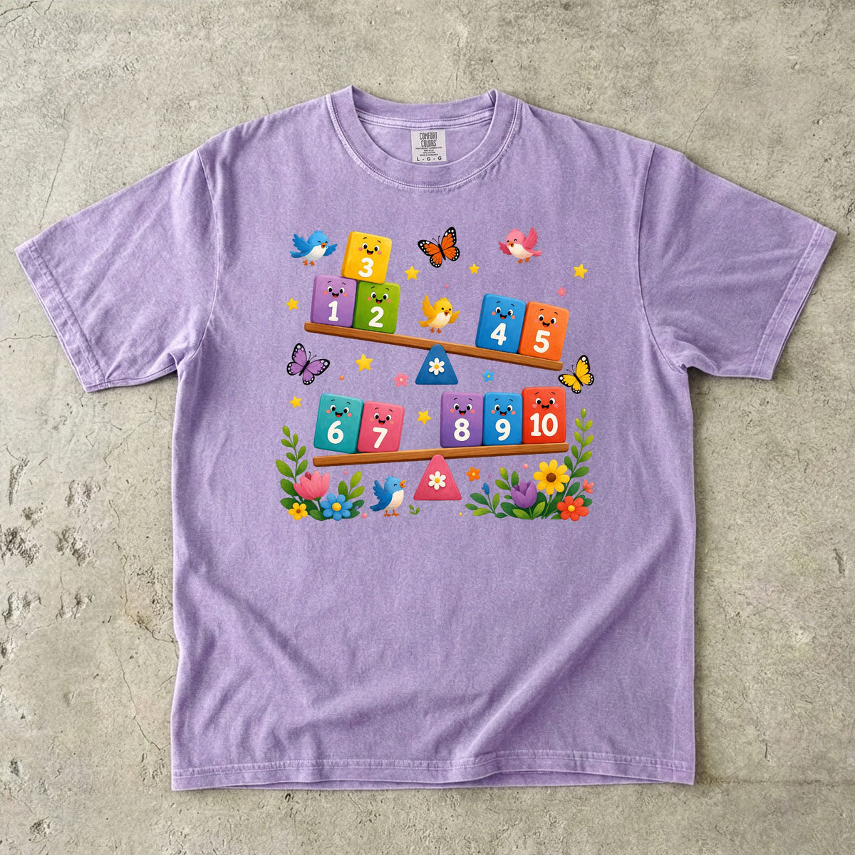 Cute Number Blocks Preschool Teacher T-Shirt