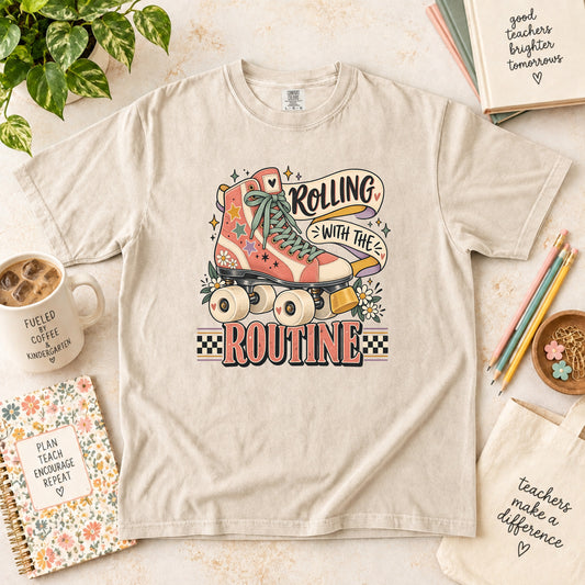 Rolling With the Routine Teacher T-Shirt