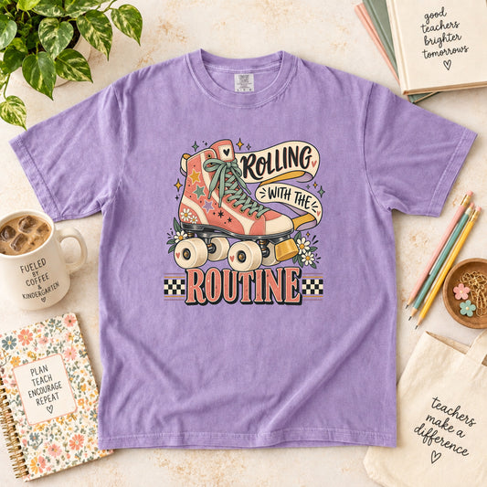 Rolling With the Routine Teacher T-Shirt